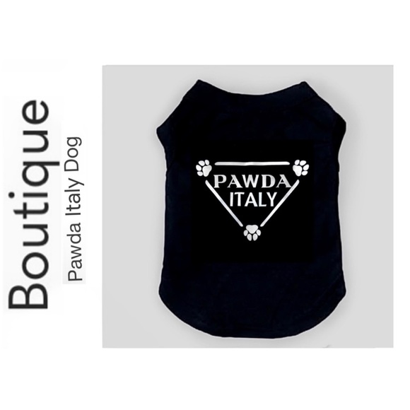 Pawda Italy Dog Tee/ Cat Tee Shirt in Black and White/ Brand New - Picture 1 of 9